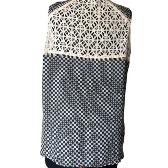 Heartloom Sleeveless Navy & Blue Boho Lace Back Tunic Top L - Picture 5 of 9